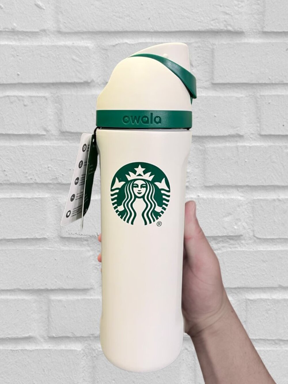 Owala x Starbucks White and Green FreeSip Travel Bottle 24oz